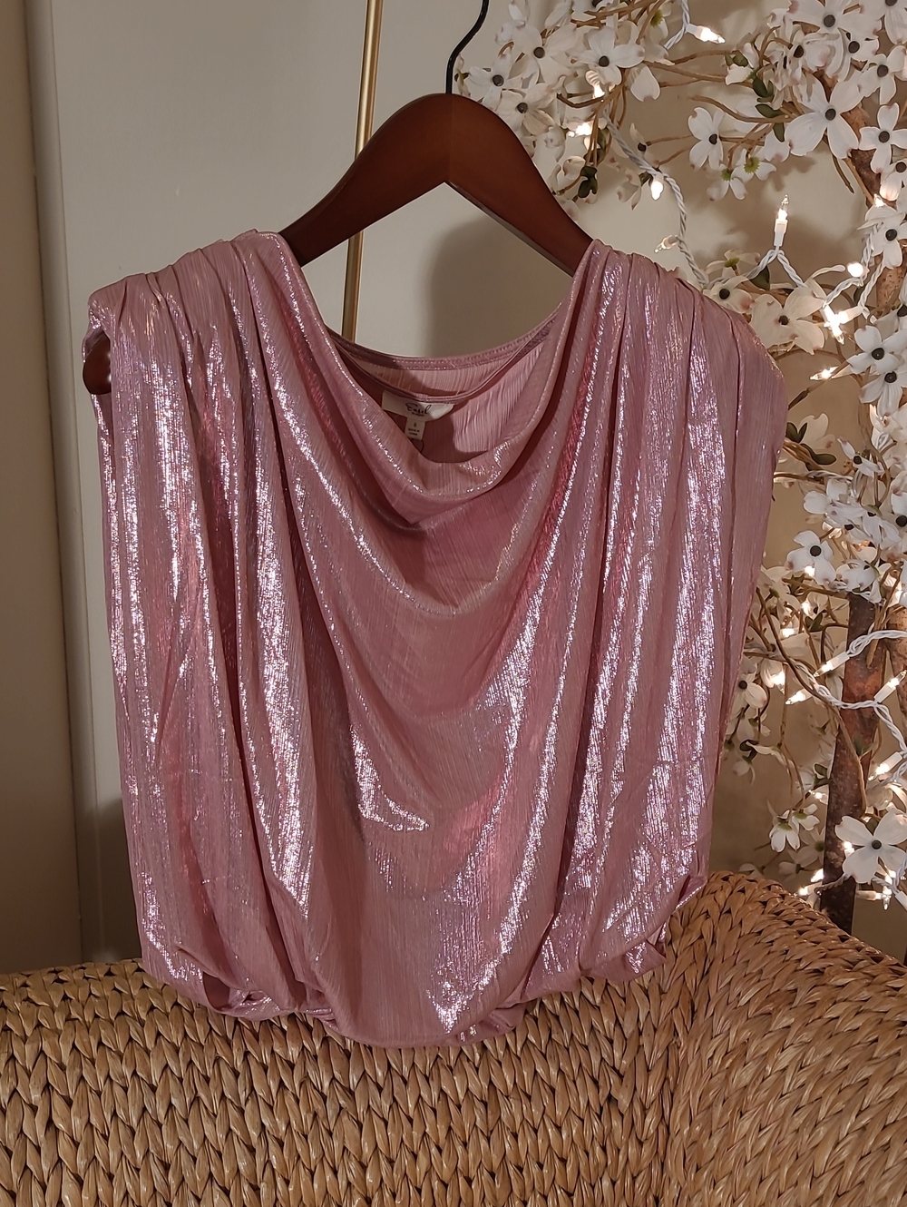 NWT Shimmery Pink Draped Women's Top